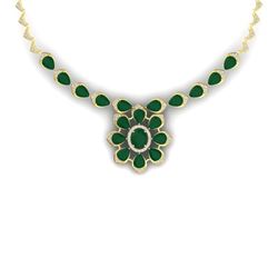 38.46 CTW Royalty Emerald & VS Diamond Necklace 18K Yellow Gold - REF-654N5Y - 39032