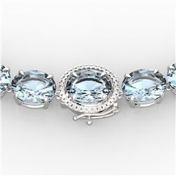 136 CTW Aquamarine & VS/SI Diamond Necklace 14K White Gold - REF-1363H6W - 22289