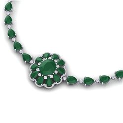 78.98 CTW Royalty Emerald & VS Diamond Necklace 18K White Gold - REF-763Y6N - 39168