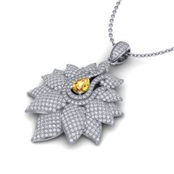 3 CTW Yellow Sapphire & Micro Pave VS/SI Diamond Necklace 14K Rose Gold - REF-227F3M - 22571