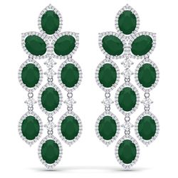 35.15 CTW Royalty Emerald & VS Diamond Earrings 18K White Gold - REF-590R9K - 38922