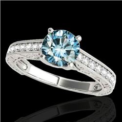 1.32 CTW SI Certified Fancy Blue Diamond Solitaire Ring 10K White Gold - REF-154R4K - 34948