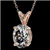 Image 2 : 1.25 CTW Certified VS/SI Quality Oval Diamond Solitaire Necklace 10K Rose Gold - REF-367M3F - 33212