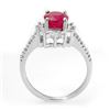 Image 2 : 3.05 CTW Ruby & Diamond Ring 18K White Gold - REF-84K4R - 13938