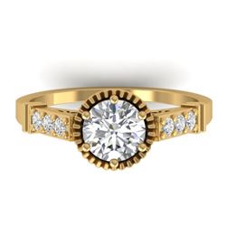 1.22 CTW Certified VS/SI Diamond Solitaire Art Deco Ring 14K Yellow Gold - REF-347H8W - 30536