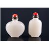 Image 1 : 2 PC Chinese Milky White Hardstone Snuff Bottle