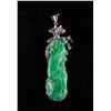 Image 1 : 18k White Gold Green Jadeite and Diamond Pendant