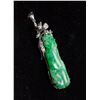 Image 2 : 18k White Gold Green Jadeite and Diamond Pendant