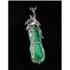 Image 3 : 18k White Gold Green Jadeite and Diamond Pendant
