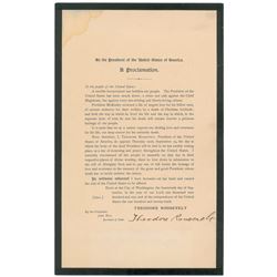 Theodore Roosevelt Signed Proclamation Upon McKinley's Death