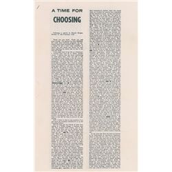 Ronald Reagan Hand-Annotated 'A Time for Choosing' Speech