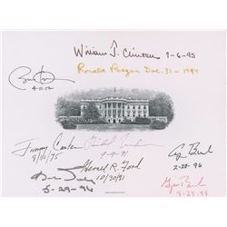 White House Engraving Signed by Eight Presidents