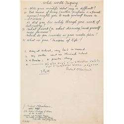 Robert Oppenheimer Handwritten and Signed Answer Sheet