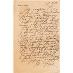 Sigmund Freud Autograph Letter Signed