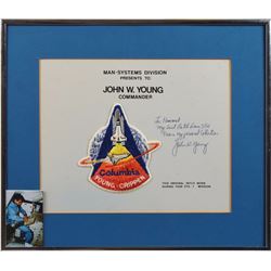 John Young's Signed STS-1 Flown Flight Suit Patch Display