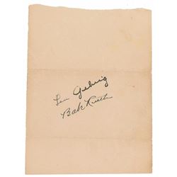 Babe Ruth and Lou Gehrig Dual-Signed Page