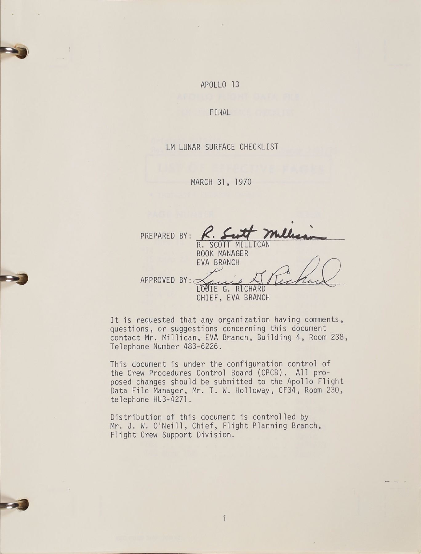 Apollo 13 LM Lunar Surface Checklist Manual