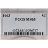 Image 3 : 1963 JEFFERSON NICKEL PCGS MS65