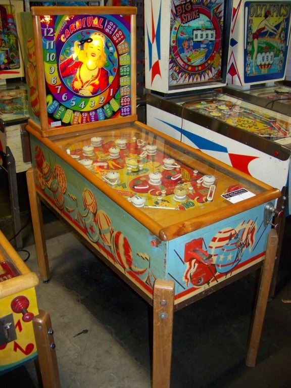 BALLY CARNIVAL WOOD RAIL PINBALL MACHINE 1949