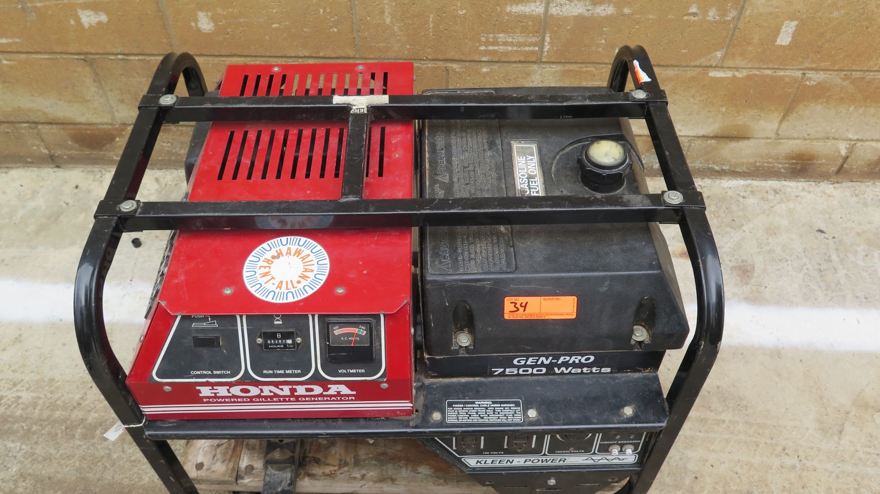 Honda GenPro 7500 Watt Generator Oahu Auctions