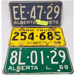 LOT OF 3 ASSORTED LICENSE PLATES