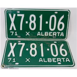 PAIR OF NEW 1971 ALBERTA LICENSE PLATES