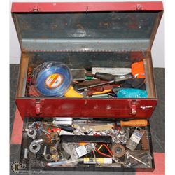 BENCHMARK RED METAL TOOLBOX WITH CONTENTS