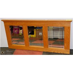 WOOD FRAMED 3 MIRROR WALL HANGING.