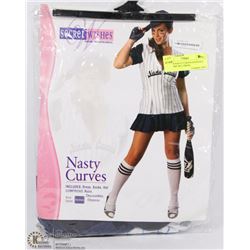 LADIES NASTY CURVES BASEBALL COSTUME INCL DRESS,