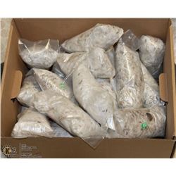 BOX OF 25- 3 TO 4OZ BAGS OF EIDER DOWN.