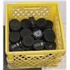 Image 1 : MILK CRATE PARTLY FULL OF HOCKEY PUCKS