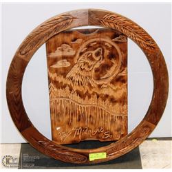 LARGE  WOOD  WOLF CARVING WALL HANGING HOUSEHOLD