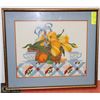 Image 1 : KNITTED FRUIT AND FLORAL PICTURE FRAMED