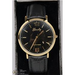 GXADY STAINLESS STEEL MEN'S WATCH W/ BLACK STRAP