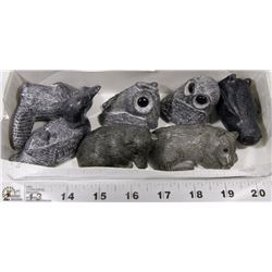 LOT OF 7 WOLF ORIGINAL SOAPSTONE CARVINGS