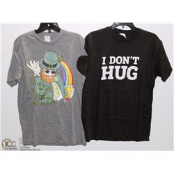 TWO NEW MENS SIZE MEDIUM SHIRTS " I DON'T
