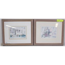 2 MATCHING FRAMED PICTURES SIGNED JOYCE