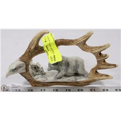 WILDLIFE SCENE ANTLER CARVING