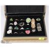 BOOK STYLE RING/JEWELRY BOX W/ RINGS.