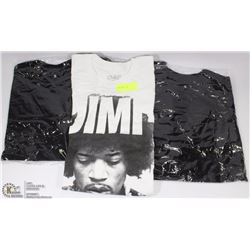 FOUR SIZE SMALL T-SHIRTS, 3 SKATE HEADS, 1 HENDRIX