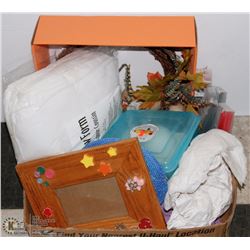 BOX OF ASSORTED CRAFTS, WREATH, IKEA HANGING