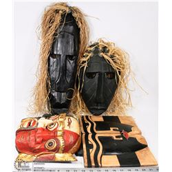 LOT OF 4 WOODEN MASKS