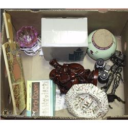 BOX OF BRASS CANDLE STICKS, PARTY LIGHT, BUDDHA