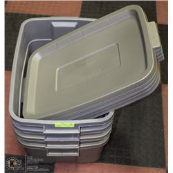 LOT OF 4 RUBBERMAID ROUGHNECK WITH LIDS