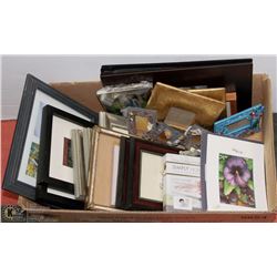 LARGE BOX FULL OF PICTURES & FRAMES INCL.