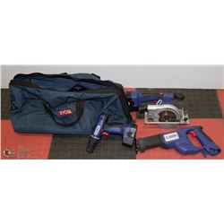 TOOL BAG WITH CAMPBELL HAUSFELD 18V DRILLS,