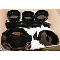 BLACK 34-PC DISHWARE SET MADE IN FRANCE-