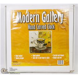 MODERN GALLERY HAND CARVED CLOCK NEW IN BOX