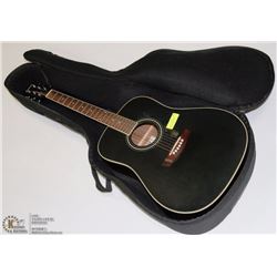 ACOUSTIC GUITAR GARRISON BLACK WITH SOFT CASE.