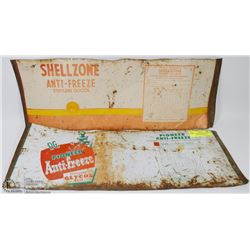 VINTAGE PIONEER AND SHELL ANTIFREEZE FLATTENED